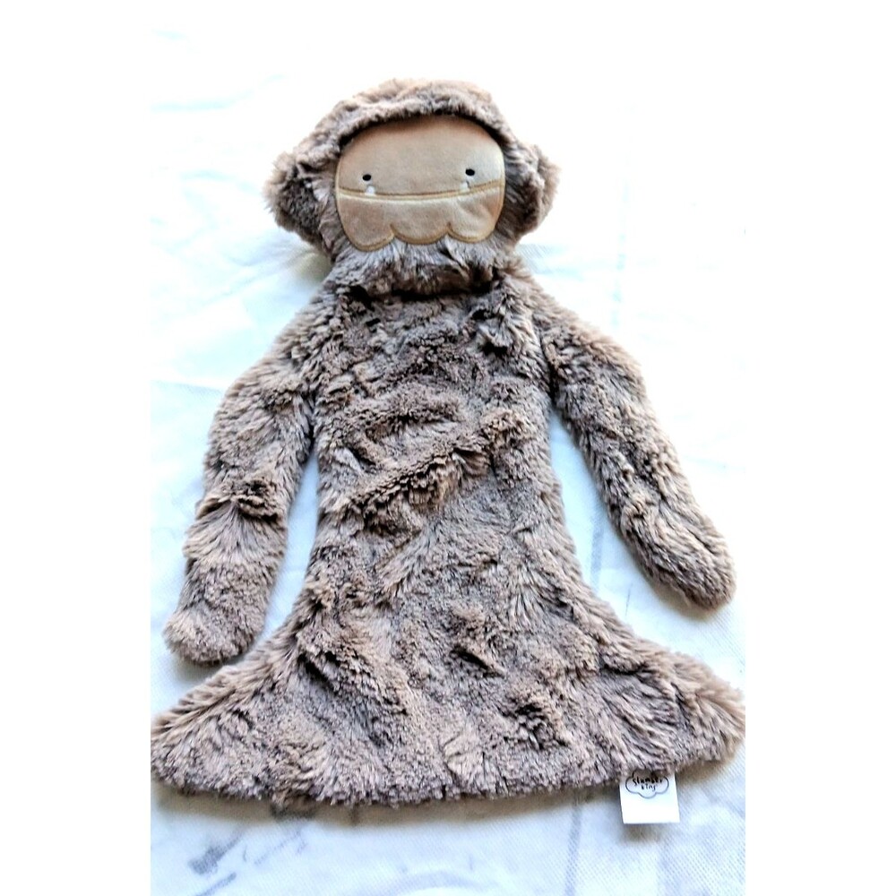 Slumber Kins Yeti Bigfoot brown Flat Lovey Embroidered Face